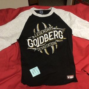 Vintage WWE Men's Black and Gray Goldberg Shirt